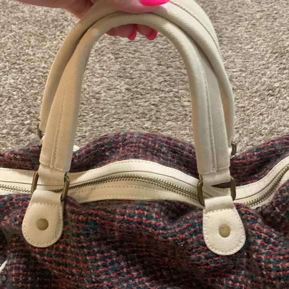 Deux Lux anthropology wool sequins weekender duffel travel bag short handles - Picture 10 of 13